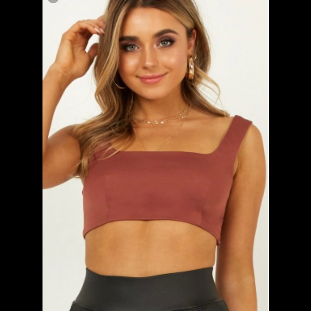 Anthropologie Tube Top crop blouse dusty pink 2 S